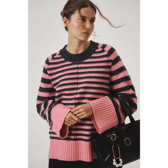 Anthropologie Sweaters - Anthropologie/Maeve Sweater Women Medium Pullover Boxy Slouchy Stripe Pink Green